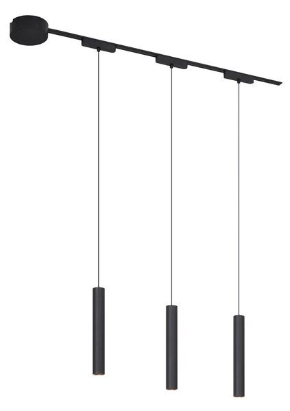 Nowoczesny system oświetlenia szynowego z 3 czarnymi lampami wiszącymi 1-fazowymi - Magnetic Cassie