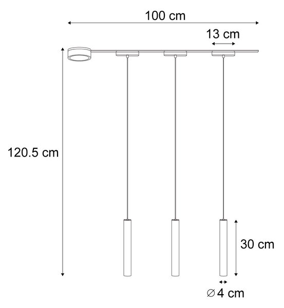 Nowoczesny system oświetlenia szynowego z 3 czarnymi lampami wiszącymi 1-fazowymi - Magnetic Cassie