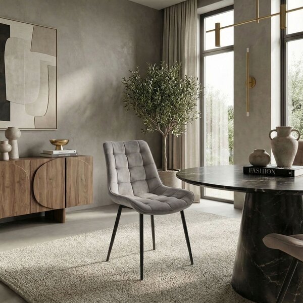 MebleMWM Krzesło welurowe ciemno beżowe #7 ART830C czarne nogi
