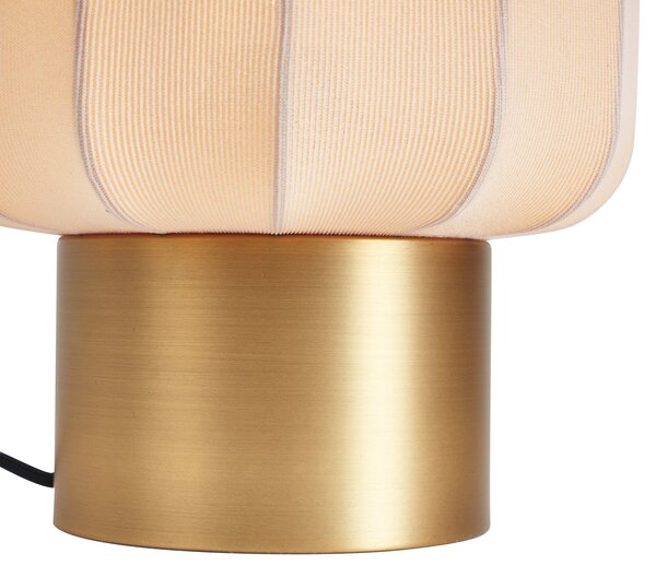 Lampa stołowa Japandi złota z beżowym kloszem - Pluni