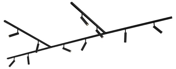 Nowoczesny system oświetlenia szynowego Slimline Uzzy z 10 czarnymi reflektorami jednofazowymi
