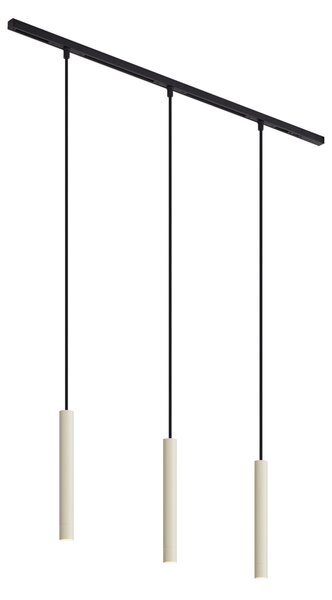 Nowoczesny system oświetlenia szynowego z 3 lampami wiszącymi w kolorze beżowym z czarnym, jednofazowy - Slimline Keno