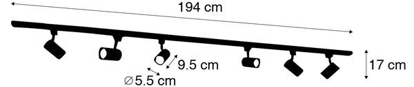 Nowoczesny system oświetlenia szynowego z 6 białymi reflektorami jednofazowymi 200 cm - Iconic Jeana