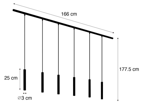 Nowoczesny system oświetlenia szynowego z 6 lampami wiszącymi w kolorze brązu, jednofazowy - Slimline Keno