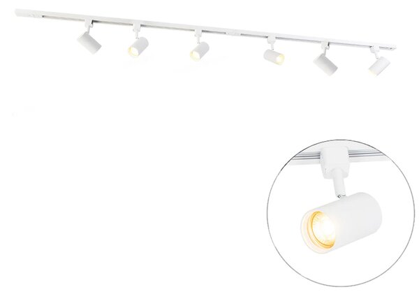 Nowoczesny system oświetlenia szynowego z 6 białymi reflektorami jednofazowymi 200 cm - Iconic Jeana