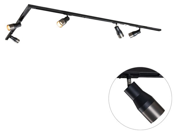 Nowoczesny system oświetlenia szynowego z 5 reflektorami w kolorze ciemnoszarego metalu - Iconic Kohua