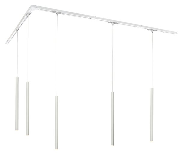 Nowoczesny system oświetlenia szynowego z 5 lampami wiszącymi biały 1-fazowy - Iconic Frini