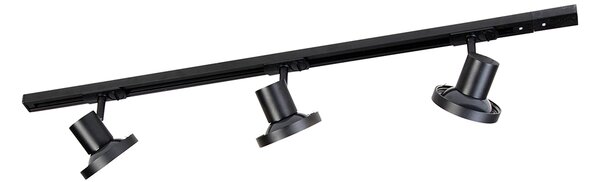 Nowoczesny system oświetlenia szynowego z 3 czarnymi reflektorami jednofazowymi 100 cm - Iconic Jeany