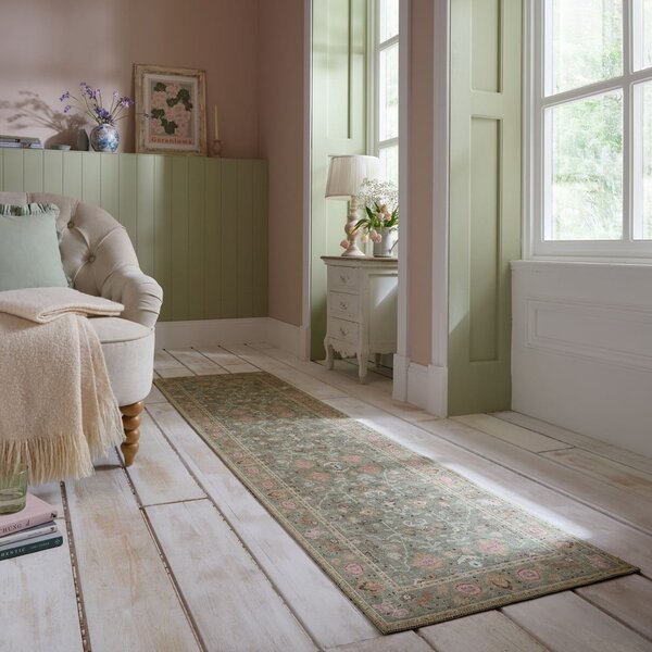 Jasnozielony chodnik odpowiedni do prania 60x230 cm Una Floral – Flair Rugs