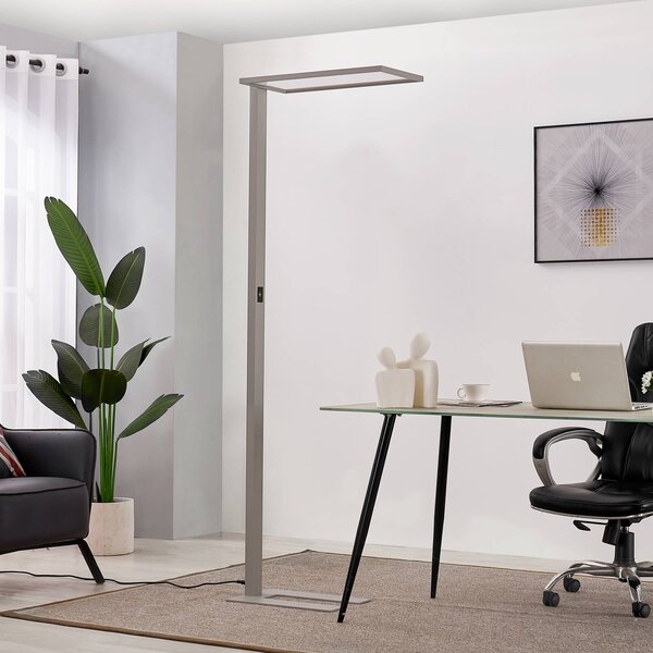 Lampa stojąca Taronis PRIOS, możliwość ściemniania, aluminiowy / szary / cynkowy, biuro, aluminium, nowoczesny