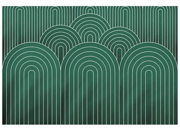 Tapeta zielony wzór tęcza Mid-Century