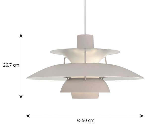 Louis Poulsen Lampa wisząca designerska PH 5 500, możliwość ściemniania, aluminiowy / szary / cynkowy, salon / jadalnia, aluminium, design