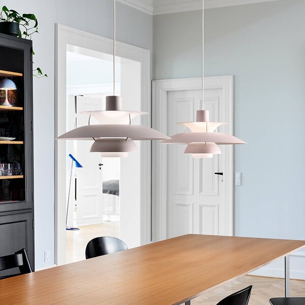 Louis Poulsen Lampa wisząca designerska PH 5 500, możliwość ściemniania, aluminiowy / szary / cynkowy, salon / jadalnia, aluminium, design