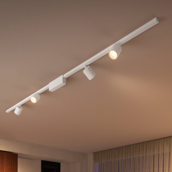 Philips Hue Perifo system szynowy 4x spoty białe Perifo, możliwość ściemniania, biały / opal, biuro, metal, nowoczesny