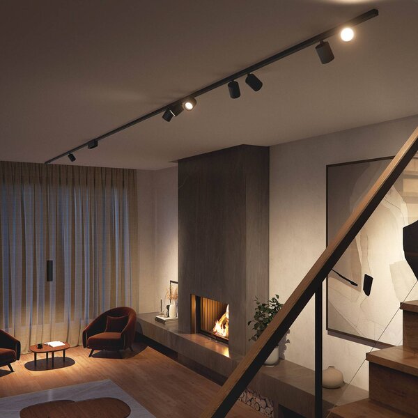 Philips Hue Perifo system szynowy 4x spoty czarne Perifo, możliwość ściemniania, czarny, biuro, metal, nowoczesny