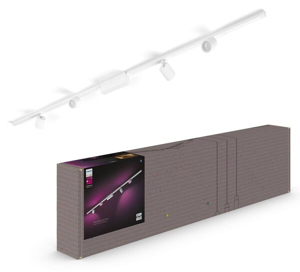 Philips Hue Perifo system szynowy 4x spoty białe Perifo, możliwość ściemniania, biały / opal, biuro, metal, nowoczesny