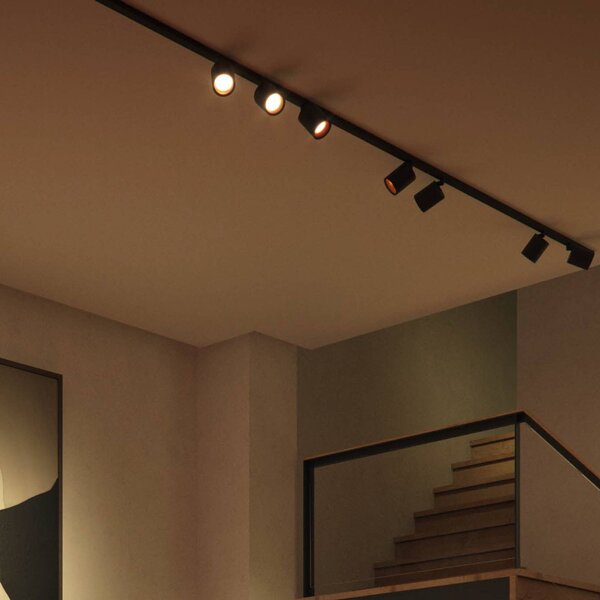 Philips Hue Perifo system szynowy 4x spoty czarne Perifo, możliwość ściemniania, czarny, biuro, metal, nowoczesny
