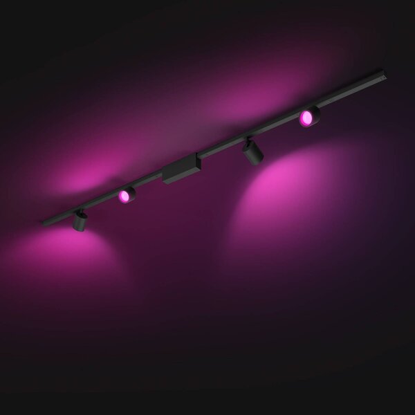 Philips Hue Perifo system szynowy 4x spoty czarne Perifo, możliwość ściemniania, czarny, biuro, metal, nowoczesny