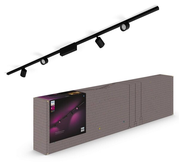 Philips Hue Perifo system szynowy 4x spoty czarne Perifo, możliwość ściemniania, czarny, biuro, metal, nowoczesny