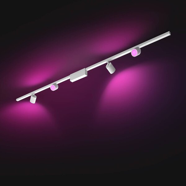 Philips Hue Perifo system szynowy 4x spoty białe Perifo, możliwość ściemniania, biały / opal, biuro, metal, nowoczesny