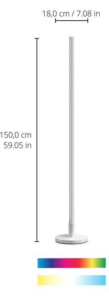WiZ Lampa stojąca LED Pole, regulowana barwa i kolor możliwość ściemniania, biały / opal, salon / jadalnia, tworzywo sztuczne, nowoczesny