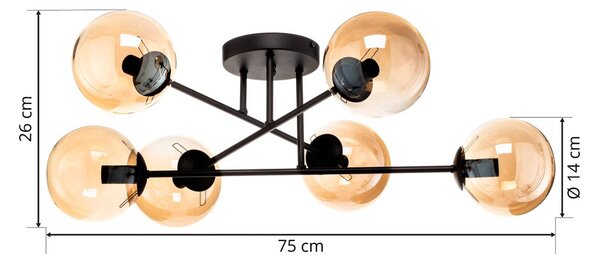 Lampa sufitowa Glassy EMIBIG LIGHTING, możliwość ściemniania, czarny, salon / jadalnia, metal, nowoczesny