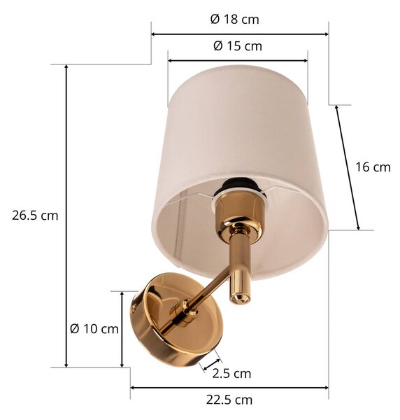 Kinkiet Polo Plus Argon, możliwość ściemniania, mosiężny / złoty, salon / jadalnia, metal