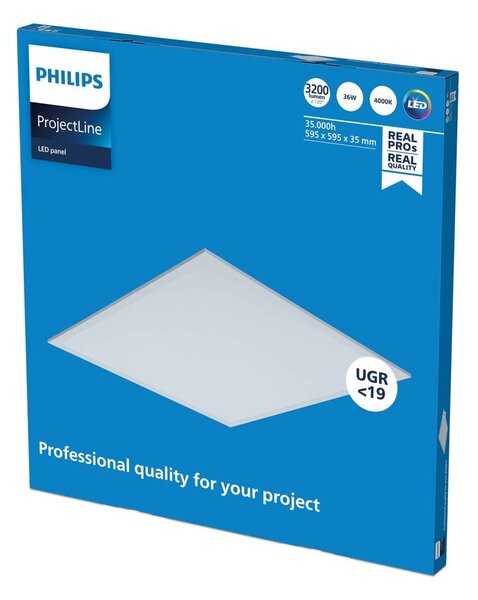 Philips Panel LED ProjectLine, biały / opal, biuro, metal