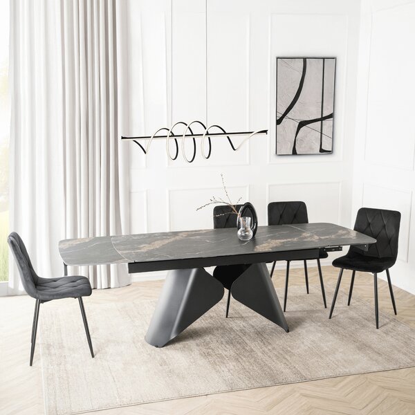 Ceramiczny stół z rozkładanym blatem Verona 160-240 cm, czarny marmur/czarny