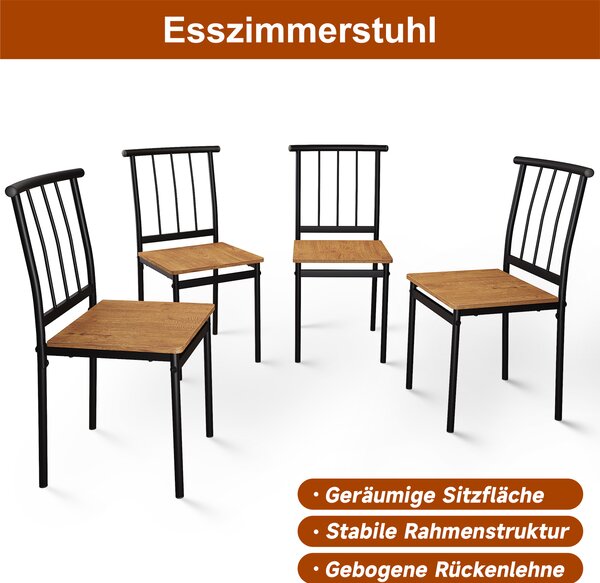 SONNI Suddeck Oak Black Metal Feet Krzesa do jadalni Zestaw 4 krzese x4 40,5x49x45x87,5 cm
