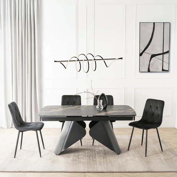 Ceramiczny stół z rozkładanym blatem Verona 160-240 cm, czarny marmur/czarny