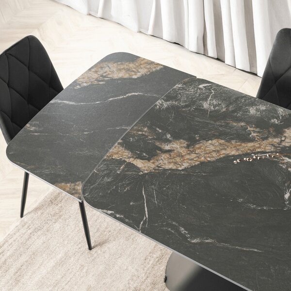 Ceramiczny stół z rozkładanym blatem Verona 160-240 cm, czarny marmur/czarny