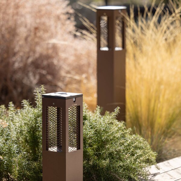 Les Jardins Lampa cokołowa LED Tradition Sensor Corten 40cm Tradition, możliwość ściemniania, brązowy / rdzawy, aluminium, nowoczesny