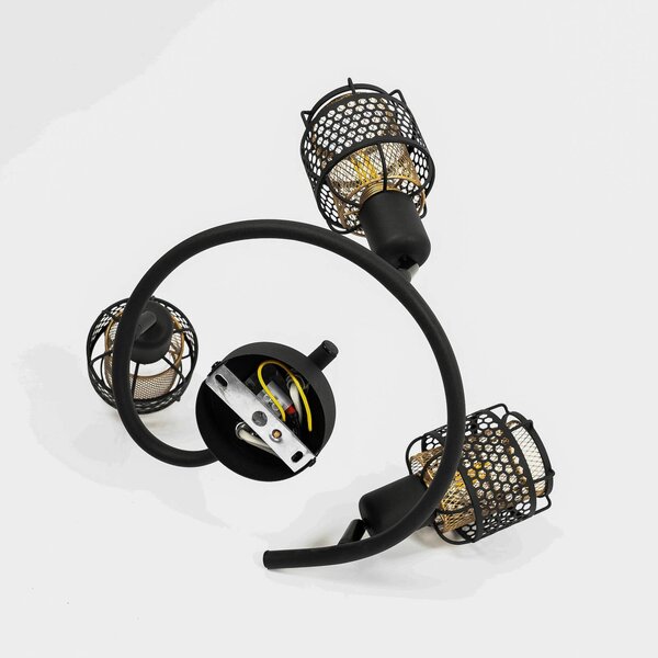 Lampa sufitowa Eudoria Lindby, możliwość ściemniania, czarny, salon / jadalnia, metal, nowoczesny