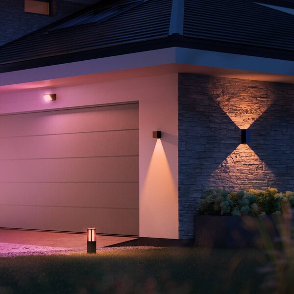 Philips Hue kinkiet zewnętrzny LED Resonate, czarny, RGBW, IP44 możliwość ściemniania, czarny, aluminium, nowoczesny
