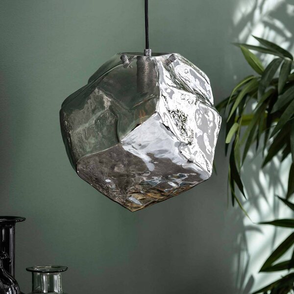 ZIJLSTRA Lampa wisząca szklana Guldenthal, możliwość ściemniania, chromowy / srebrny, salon / jadalnia, szkło