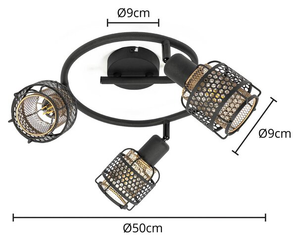 Lampa sufitowa Eudoria Lindby, możliwość ściemniania, czarny, salon / jadalnia, metal, nowoczesny