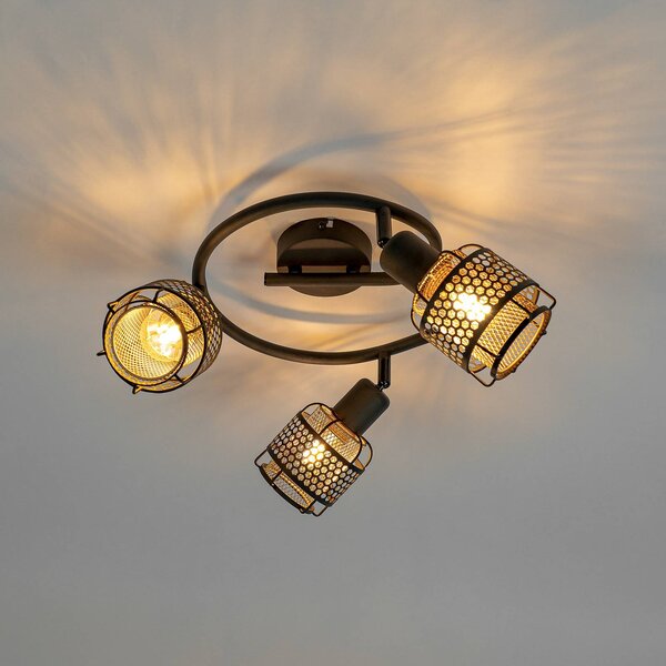 Lampa sufitowa Eudoria Lindby, możliwość ściemniania, czarny, salon / jadalnia, metal, nowoczesny