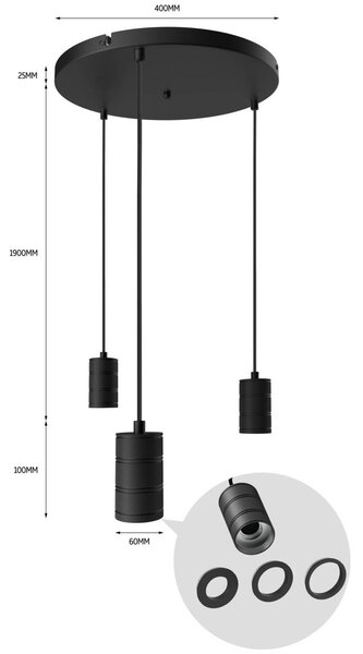 Calex Lampa wisząca Retro, możliwość ściemniania, czarny, salon / jadalnia, metal, nowoczesny