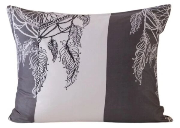Poszewka na poduszkę z mikrofibry TIRSO 70x90 cm, szaro-biała