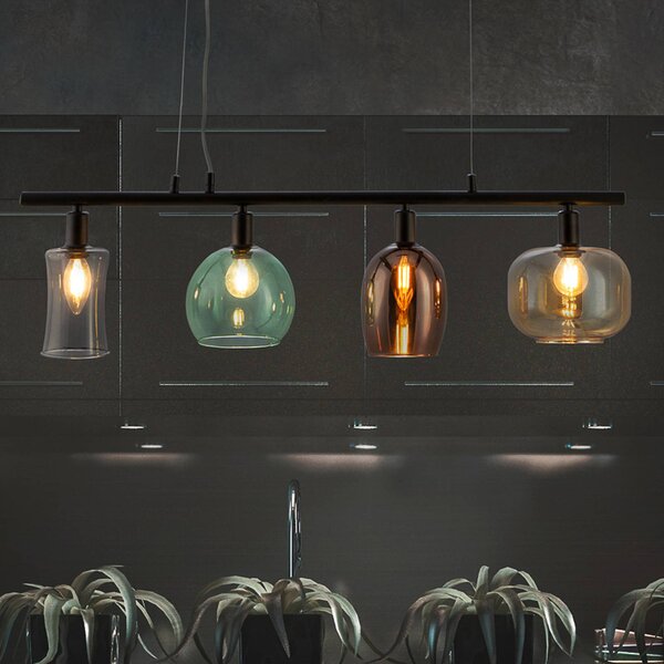 Nowa Lampa wisząca szklana Telesto, możliwość ściemniania, multikolor, salon / jadalnia, szkło