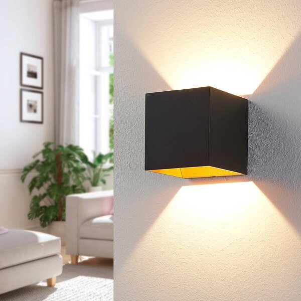 Kinkiet LED Aldrina Arcchio, czarny, przedpokój, aluminium, nowoczesny