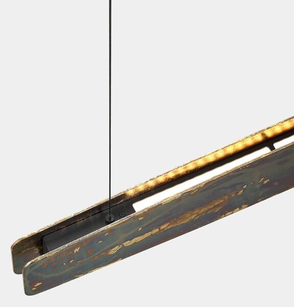 Lampa wisząca Persida Quitani, możliwość ściemniania, brązowy / mosiężny, salon / jadalnia, metal, industrialny