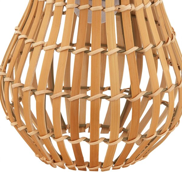 Lampa tarasowa LED Amaria, bambus, Ø 18 cm Amaria Lindby, możliwość ściemniania, jasne drewno, bambus, dworkowy / rustykalny