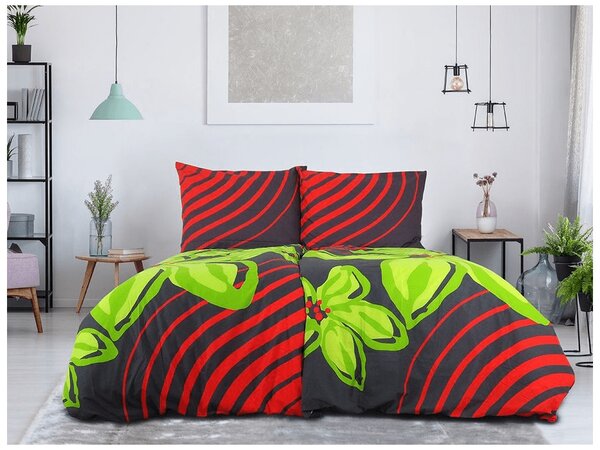 Bawełniana pościel FLOERIC czerwona-zielona Rozmiar pościeli: 70 x 90 cm | 140 x 200 cm
