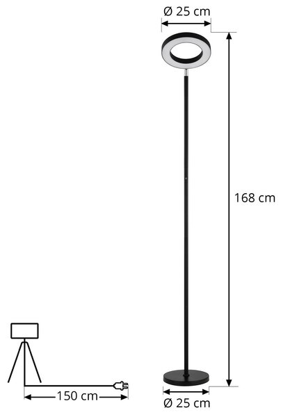 Lindby Smart lampa stojąca LED Cilian, RGBW, CCT, ZigBee, Hue Cilian Lindby, możliwość ściemniania, czarny, salon / jadalnia, metal, nowoczesny