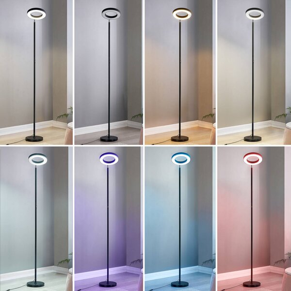 Lindby Smart lampa stojąca LED Cilian, RGBW, CCT, ZigBee, Hue Cilian Lindby, możliwość ściemniania, czarny, salon / jadalnia, metal, nowoczesny