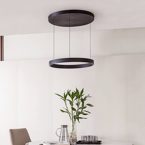 Lampa wisząca Philine Lucande, możliwość ściemniania, czarny, salon / jadalnia, nowoczesny