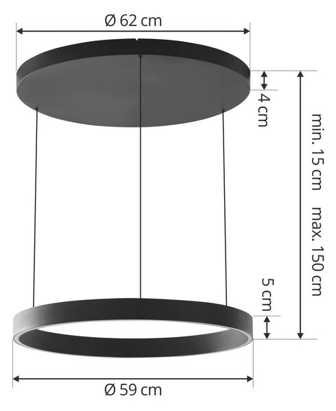 Lampa wisząca Philine Lucande, możliwość ściemniania, czarny, salon / jadalnia, nowoczesny