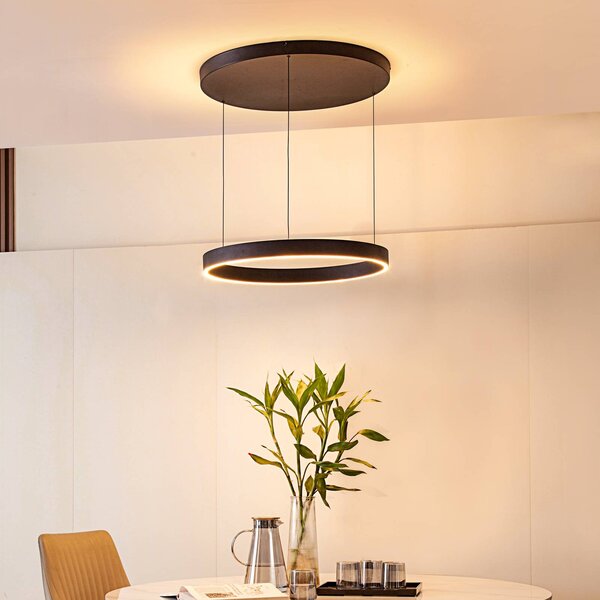 Lampa wisząca Philine Lucande, możliwość ściemniania, czarny, salon / jadalnia, nowoczesny